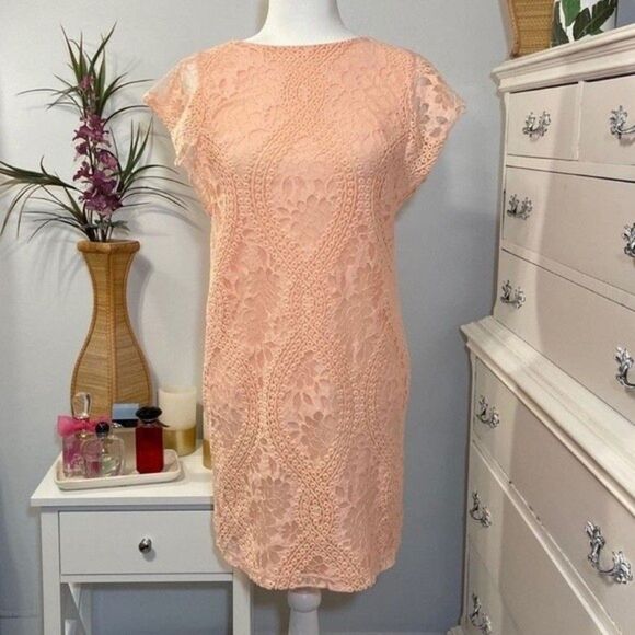 Cato Pink Lace Above Knee Dress Size 4 - Picture 1 of 8